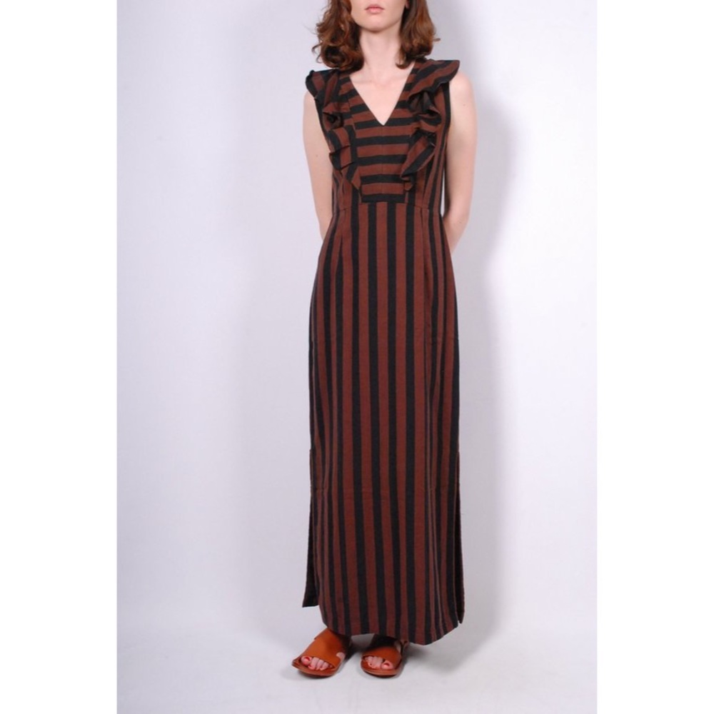 Ace & Jig maxi cotton flutter sleeve stripe dress small S